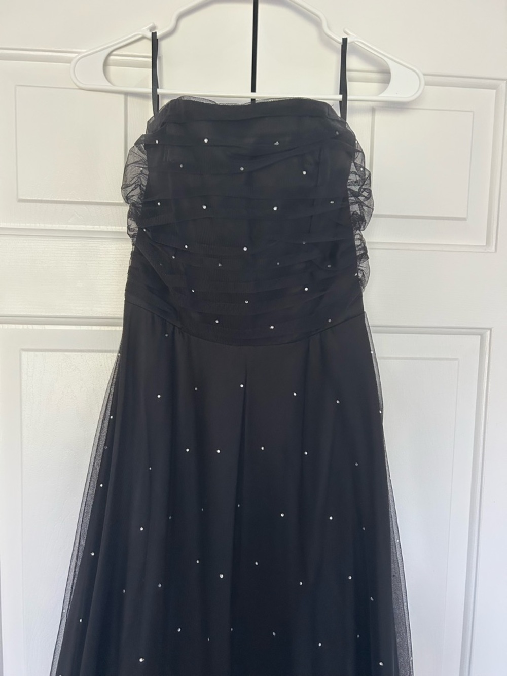 Scott McClintock: Vintage Black Strapless Evening Gown with Crystal Accents